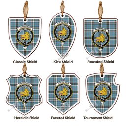 Thompson (Thomson) Tartan Crest Shield Wood Ornament , Scottish Heritage Family Keepsake Gift