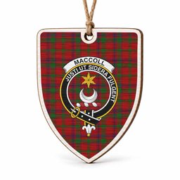 MacColl (McColl) Tartan Crest Shield Wood Ornament , Scottish Heritage Family Keepsake Gift