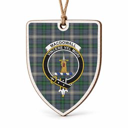 MacDowall (McDowall) Tartan Crest Shield Wood Ornament , Scottish Heritage Family Keepsake Gift