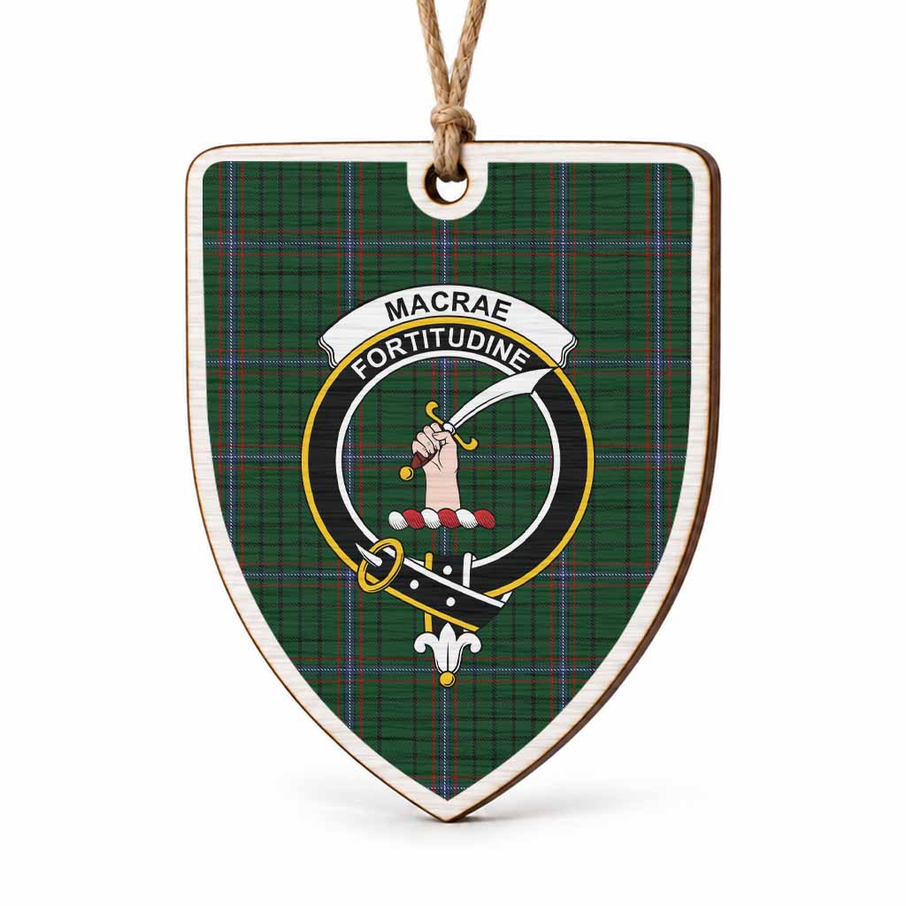 MacRae (McRae) Tartan Crest Shield Wood Ornament , Scottish Heritage Family Keepsake Gift