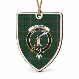 MacRae (McRae) Tartan Crest Shield Wood Ornament , Scottish Heritage Family Keepsake Gift