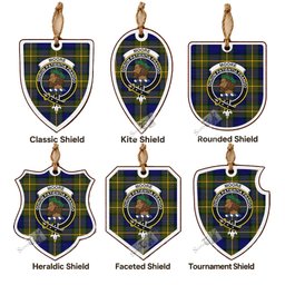 Moore Tartan Crest Shield Wood Ornament , Scottish Heritage Family Keepsake Gift