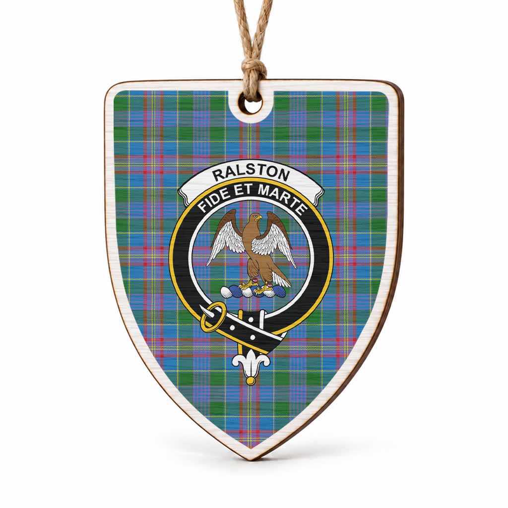 Ralston Tartan Crest Shield Wood Ornament , Scottish Heritage Family Keepsake Gift