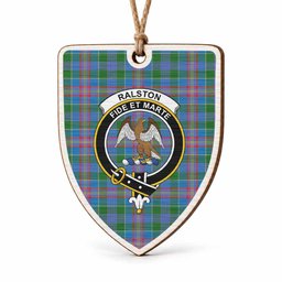 Ralston Tartan Crest Shield Wood Ornament , Scottish Heritage Family Keepsake Gift