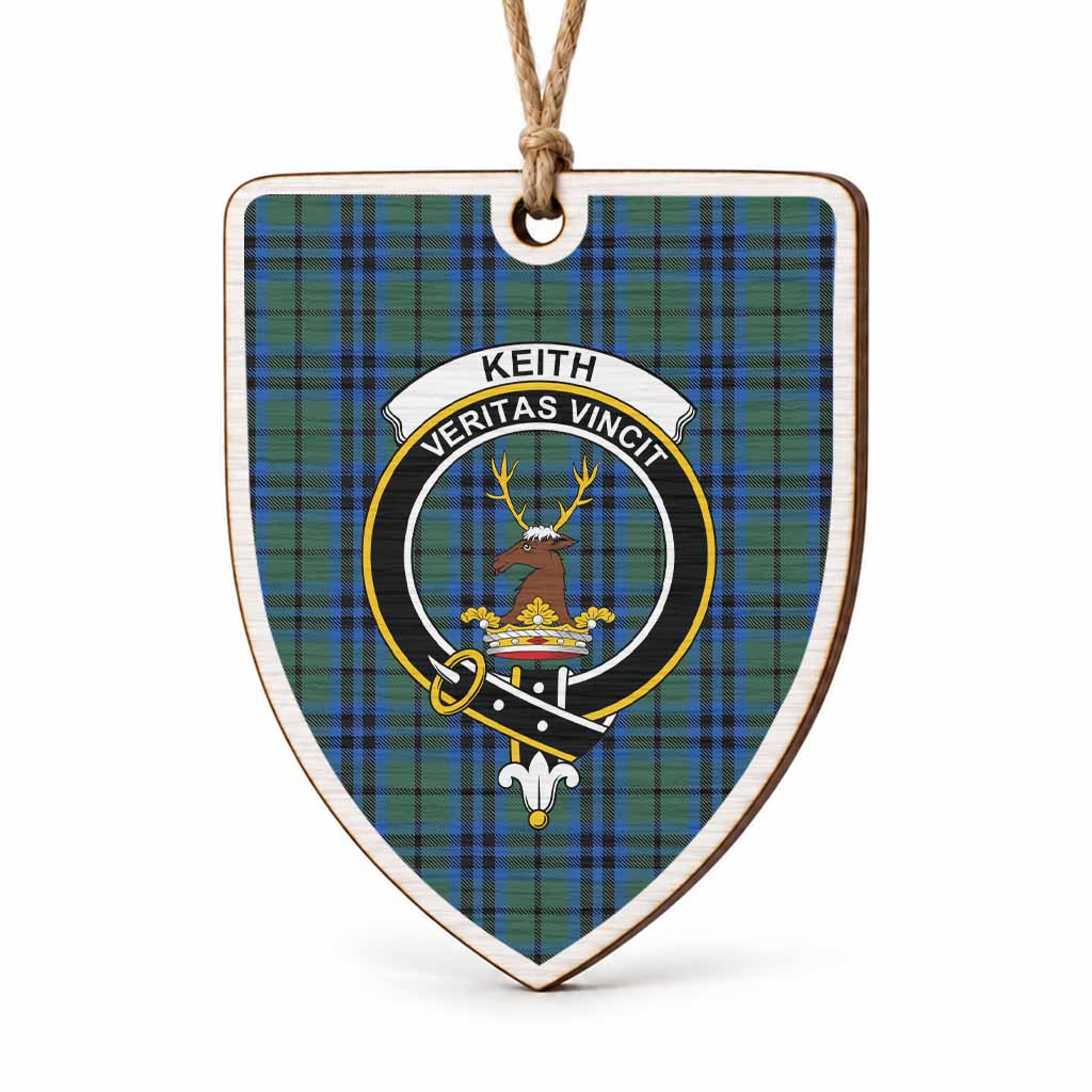 Keith Tartan Crest Shield Wood Ornament , Scottish Heritage Family Keepsake Gift