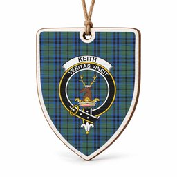 Keith Tartan Crest Shield Wood Ornament , Scottish Heritage Family Keepsake Gift