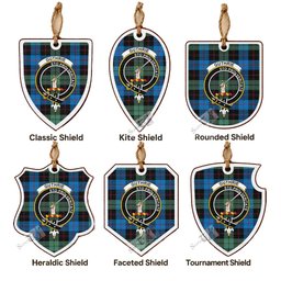 Guthrie Tartan Crest Shield Wood Ornament , Scottish Heritage Family Keepsake Gift