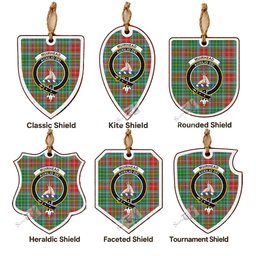 Muirhead Tartan Crest Shield Wood Ornament , Scottish Heritage Family Keepsake Gift