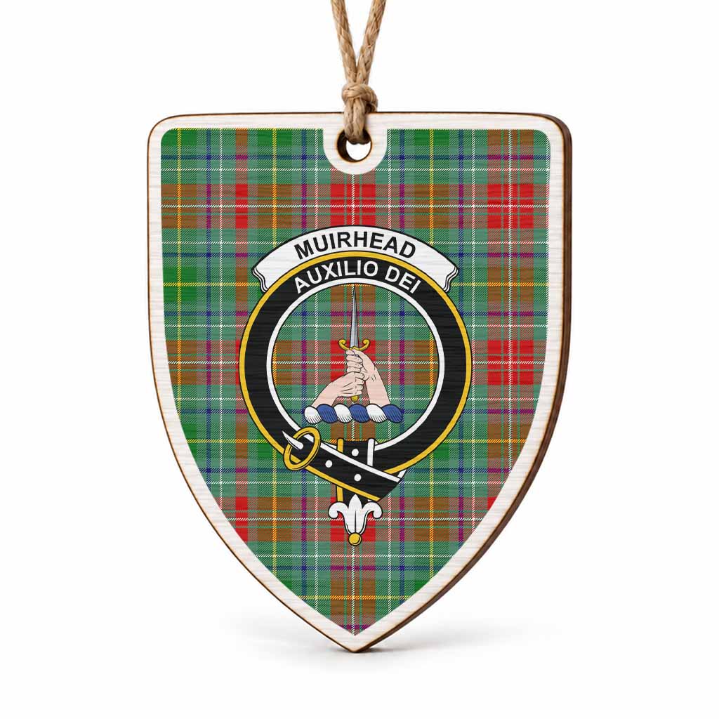 Muirhead Tartan Crest Shield Wood Ornament , Scottish Heritage Family Keepsake Gift