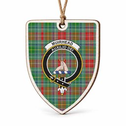 Muirhead Tartan Crest Shield Wood Ornament , Scottish Heritage Family Keepsake Gift