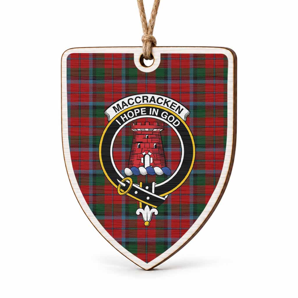 MacCracken (McCracken) Tartan Crest Shield Wood Ornament , Scottish Heritage Family Keepsake Gift