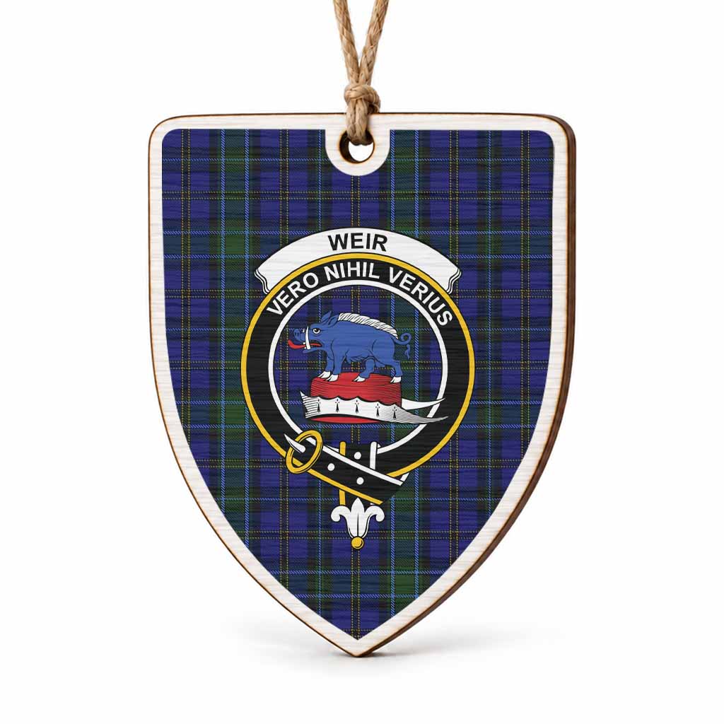 Weir Tartan Crest Shield Wood Ornament , Scottish Heritage Family Keepsake Gift