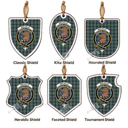 Melville Tartan Crest Shield Wood Ornament , Scottish Heritage Family Keepsake Gift