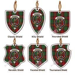 MacPhail (McPhail) Tartan Crest Shield Wood Ornament , Scottish Heritage Family Keepsake Gift