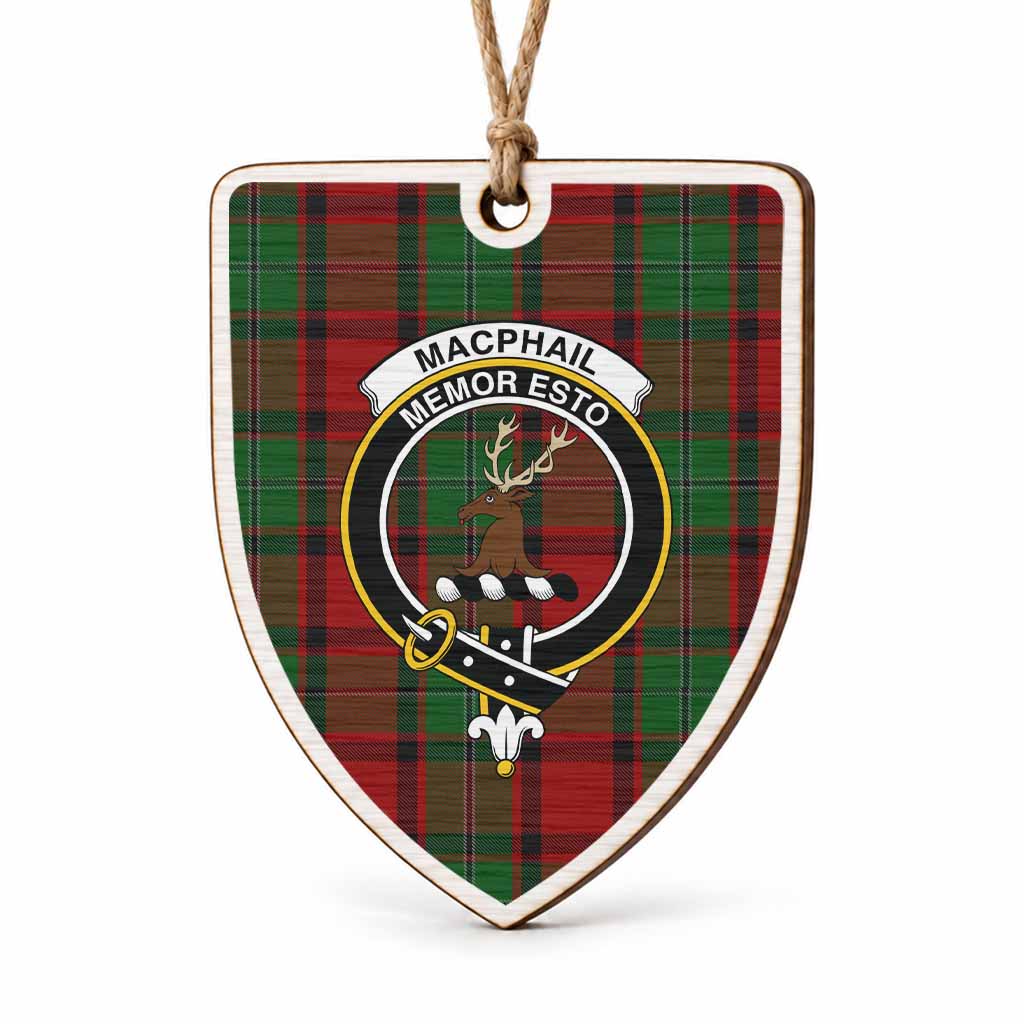 MacPhail (McPhail) Tartan Crest Shield Wood Ornament , Scottish Heritage Family Keepsake Gift
