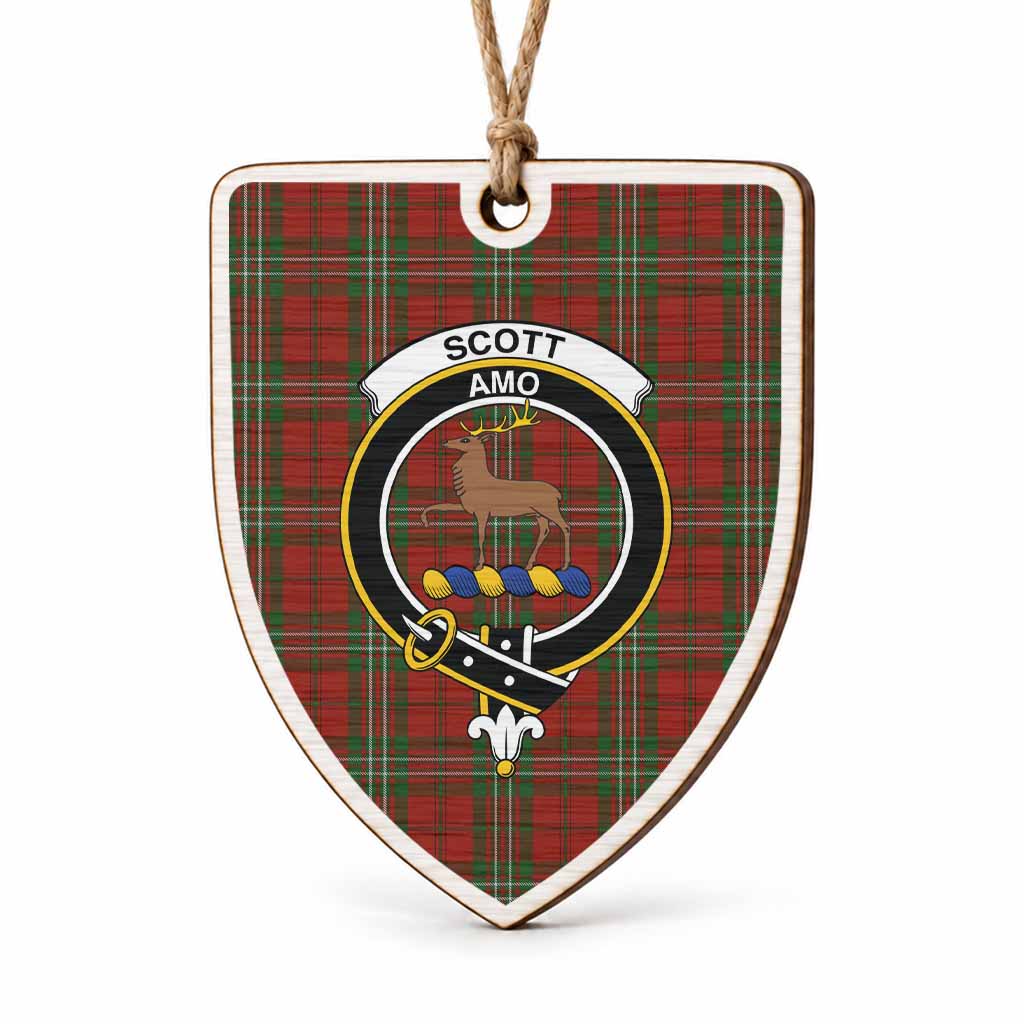 Scott Tartan Crest Shield Wood Ornament , Scottish Heritage Family Keepsake Gift