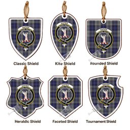 Napier Tartan Crest Shield Wood Ornament , Scottish Heritage Family Keepsake Gift
