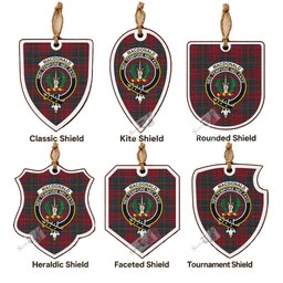 MacDonald (McDonald) of Glencoe Tartan Crest Shield Wood Ornament , Scottish Heritage Family Keepsake Gift