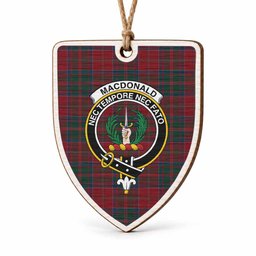 MacDonald (McDonald) of Glencoe Tartan Crest Shield Wood Ornament , Scottish Heritage Family Keepsake Gift