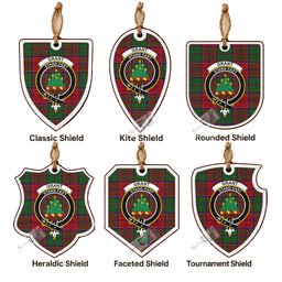 Grant Tartan Crest Shield Wood Ornament , Scottish Heritage Family Keepsake Gift
