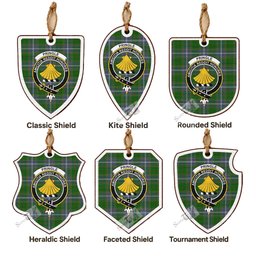 Pringle Tartan Crest Shield Wood Ornament , Scottish Heritage Family Keepsake Gift