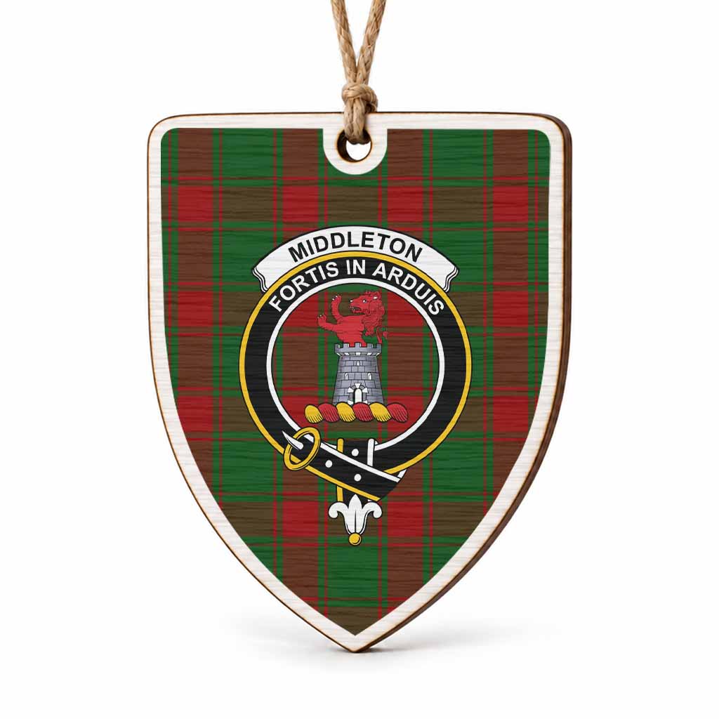 Middleton Tartan Crest Shield Wood Ornament , Scottish Heritage Family Keepsake Gift