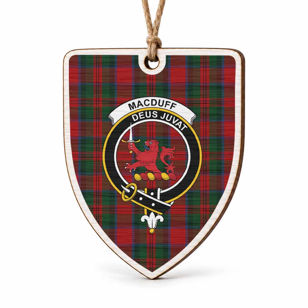 MacDuff (McDuff) Tartan Crest Shield Wood Ornament , Scottish Heritage Family Keepsake Gift