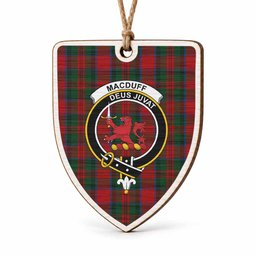 MacDuff (McDuff) Tartan Crest Shield Wood Ornament , Scottish Heritage Family Keepsake Gift