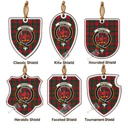 MacDuff (McDuff) Tartan Crest Shield Wood Ornament , Scottish Heritage Family Keepsake Gift