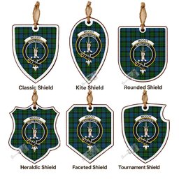 McCoy Tartan Crest Shield Wood Ornament , Scottish Heritage Family Keepsake Gift