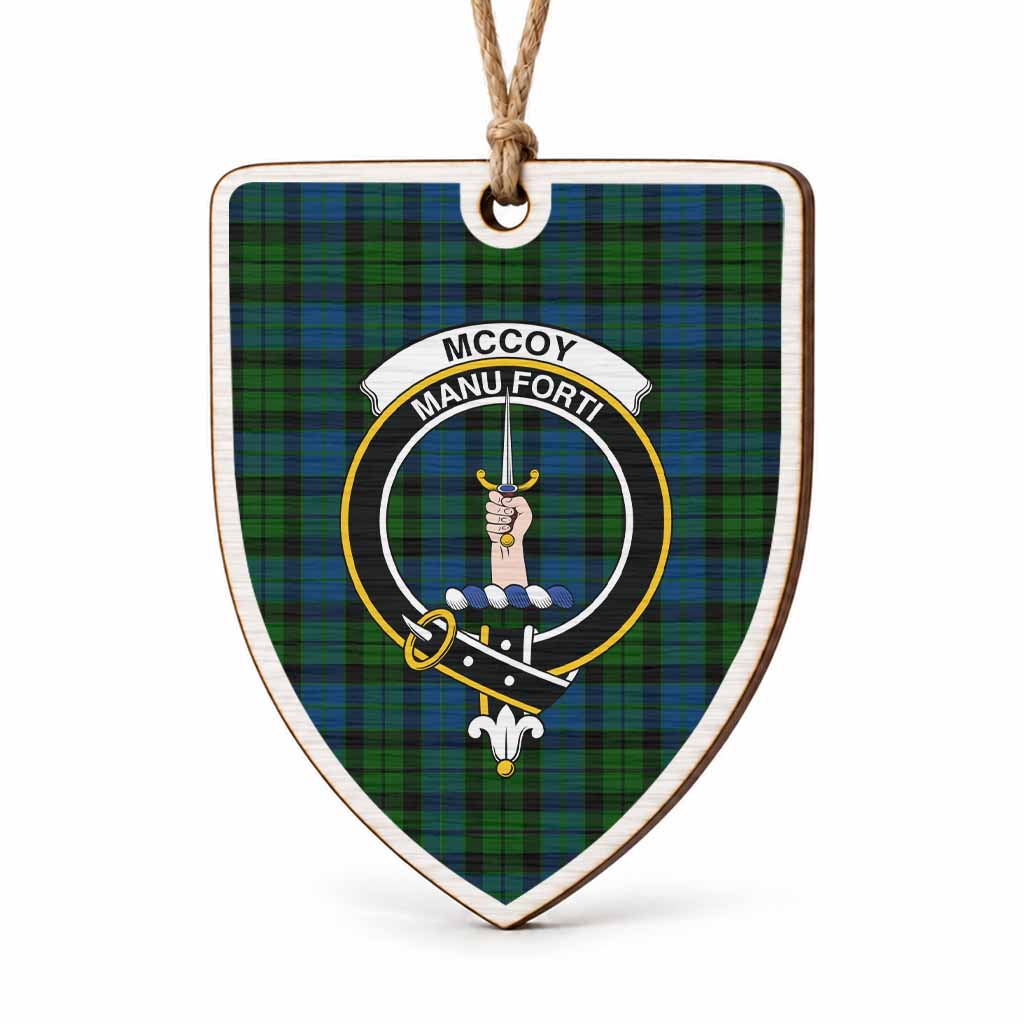 McCoy Tartan Crest Shield Wood Ornament , Scottish Heritage Family Keepsake Gift