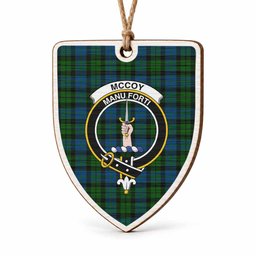 McCoy Tartan Crest Shield Wood Ornament , Scottish Heritage Family Keepsake Gift