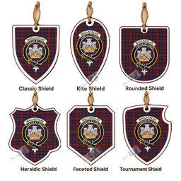 MacLachlan (McLachlan) Tartan Crest Shield Wood Ornament , Scottish Heritage Family Keepsake Gift