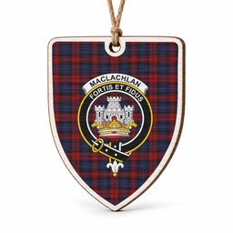 MacLachlan (McLachlan) Tartan Crest Shield Wood Ornament , Scottish Heritage Family Keepsake Gift