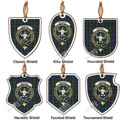 Murray Tartan Crest Shield Wood Ornament , Scottish Heritage Family Keepsake Gift