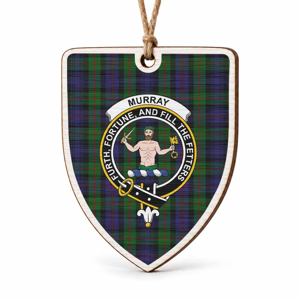 Murray Tartan Crest Shield Wood Ornament , Scottish Heritage Family Keepsake Gift