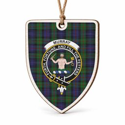 Murray Tartan Crest Shield Wood Ornament , Scottish Heritage Family Keepsake Gift