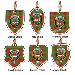Grierson Tartan Crest Shield Wood Ornament , Scottish Heritage Family Keepsake Gift