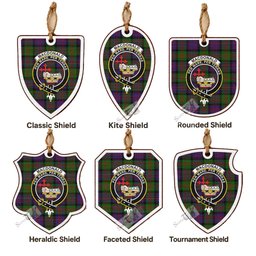 MacDonald (McDonald) Tartan Crest Shield Wood Ornament , Scottish Heritage Family Keepsake Gift