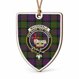 MacDonald (McDonald) Tartan Crest Shield Wood Ornament , Scottish Heritage Family Keepsake Gift