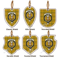 Houston Tartan Crest Shield Wood Ornament , Scottish Heritage Family Keepsake Gift
