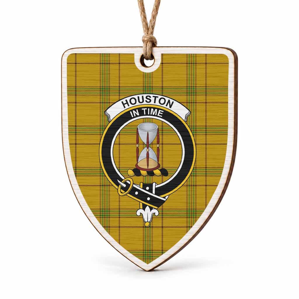 Houston Tartan Crest Shield Wood Ornament , Scottish Heritage Family Keepsake Gift