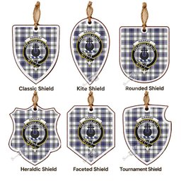 Hannay Tartan Crest Shield Wood Ornament , Scottish Heritage Family Keepsake Gift