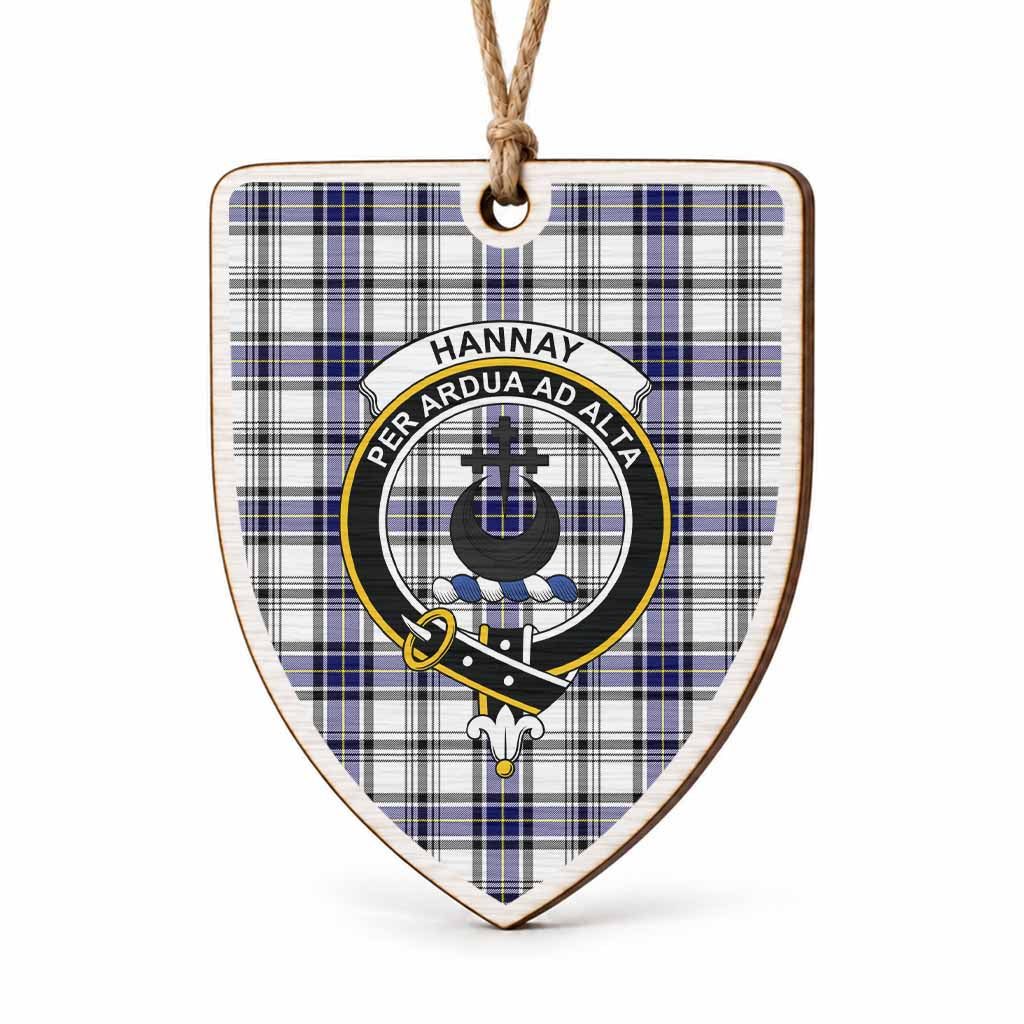Hannay Tartan Crest Shield Wood Ornament , Scottish Heritage Family Keepsake Gift