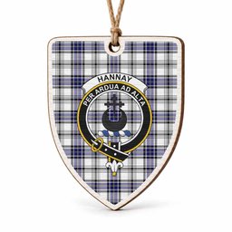 Hannay Tartan Crest Shield Wood Ornament , Scottish Heritage Family Keepsake Gift