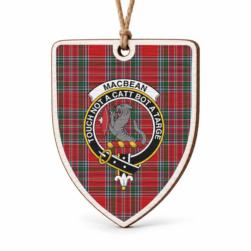 MacBean (MacBain) Tartan Crest Shield Wood Ornament , Scottish Heritage Family Keepsake Gift