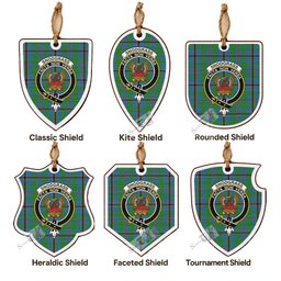 Snodgrass Tartan Crest Shield Wood Ornament , Scottish Heritage Family Keepsake Gift