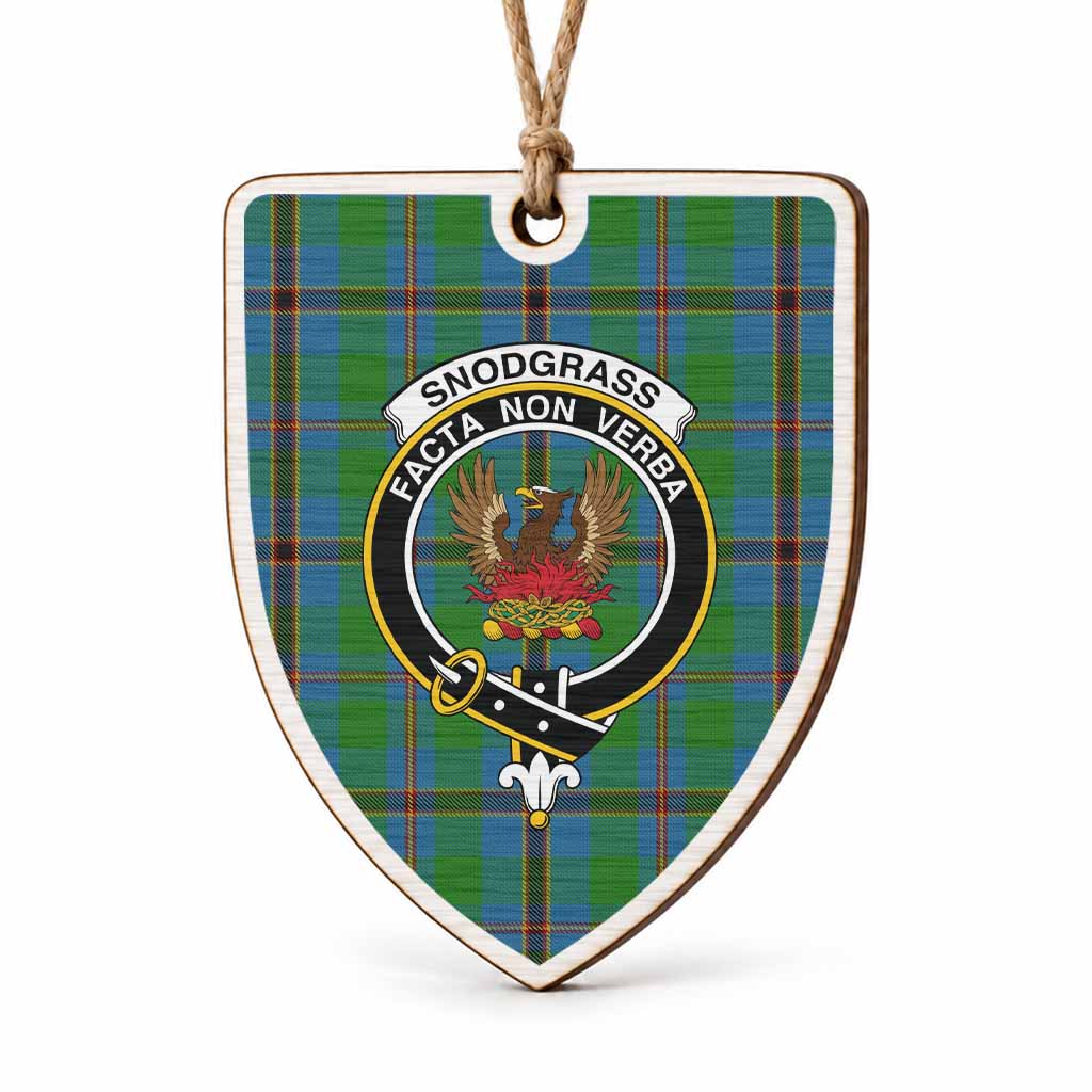 Snodgrass Tartan Crest Shield Wood Ornament , Scottish Heritage Family Keepsake Gift