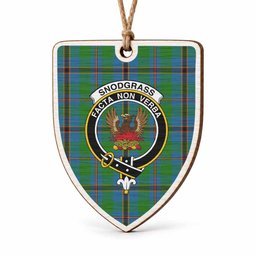 Snodgrass Tartan Crest Shield Wood Ornament , Scottish Heritage Family Keepsake Gift