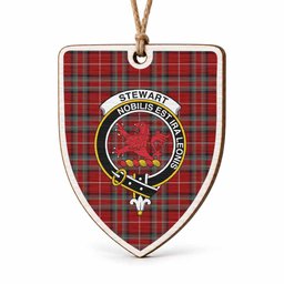 Stewart (Stuart) of Bute Tartan Crest Shield Wood Ornament , Scottish Heritage Family Keepsake Gift